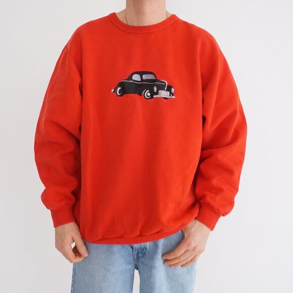 Other - Vintage Non Fiction Red Car Graphic Crewneck Sweatshirt Top Soft Classic L